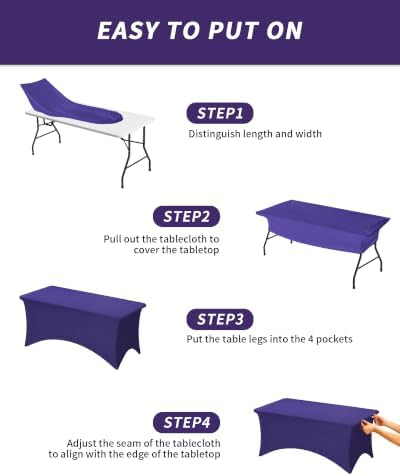 Fixwal 6 Pack 6FT Purple Tablecloth Rectangle Spandex Fitted Table Cover - Image 5