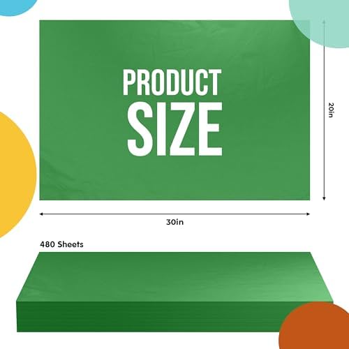 Party Solids Emerald Green Tissue Paper for Gift Bags 20" X 30" 480 Sheets - Image 2