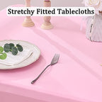 6pk Spandex Tablecloths for 6 Foot Rectangle Tables, Pink Fitted Table Cloths 6ft Stretchy Tablecovers Desk Skirt for Parties Weddings Birthday Banquet Baby Shower - Image 2