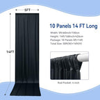 50×14ft Wrinkle Free Black Backdrop Curtain for Parties Wedding,10 Panels 5×14ft Height Soft Silky Polyester Photo Backdrop Drapes for Birthday Graduation Photography Stage Event Background Cloth - Image 4