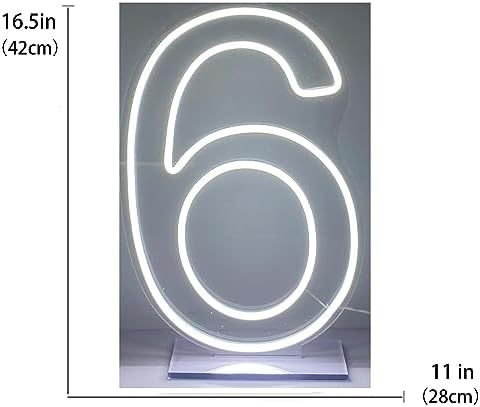 LED Neon Signs Number 6 Birthdays Decor Neon Lights Party USB Plus Battery Case Light up your baby's birthday with our Neon Number Six Sign (Number 6) - Image 6