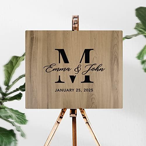 Andaz Press Large Wooden Welcome Sign for Wedding, Rustic Welcome Sign 16" x 20" Custom Monogram, Names & Date Fall Woodland Wedding Signage English Oak MDF Wood Finish Reception Indoor Outdoor Signs - Image 2