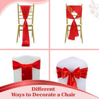 MDS® Pack of 75 Satin Chair Sashes for Wedding & Events – Red - Image 4