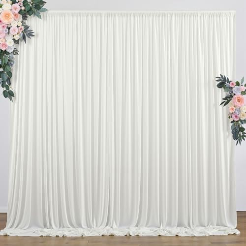 10 ft x 10 ft Wrinkle Free Ivory Backdrop Curtain for Wedding Parties, Polyester Ivory Photo Backdrop Drapes 2 Panels 5x10ft for Baby Shower Photoshoot Engagement Birthday Party Photography Background by Outpain