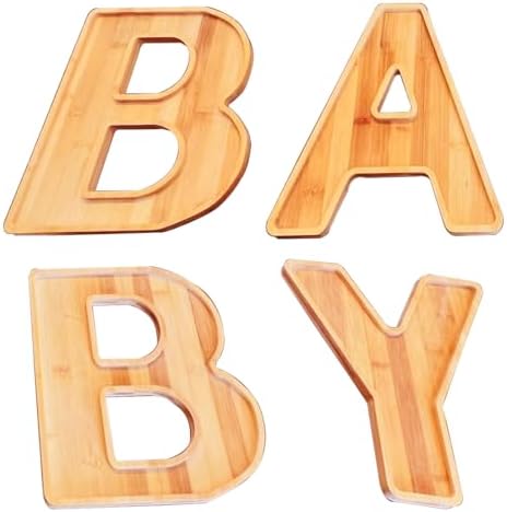 15.8" Fillable Charcuterie Trays, 4 Pack Larger Bamboo Charcuterie Boards for Baby Shower, Wooden Serving Trays for Fruit Cheese Platter Vegetable Food Dish Plates, Baby Birthday Party Table Decor by Unknown