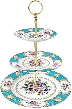 fanquare 10 Inch Blue Vintage Floral Porcelain Cake Stand by fanquare