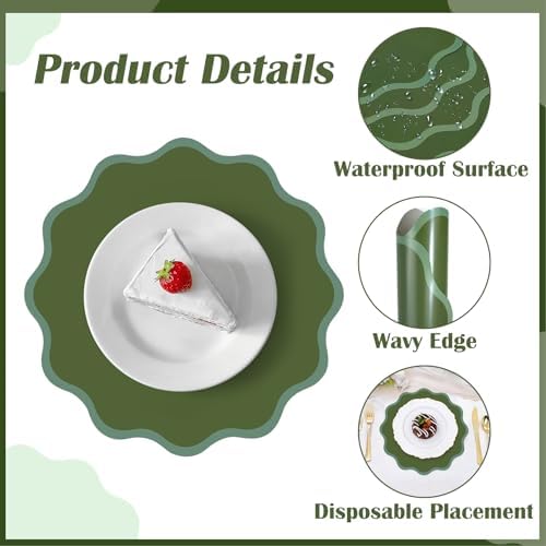 100Pcs Avocado Green Thick Paper Placemats Disposable Waterproof Place Mats - Image 3