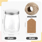Nitial 50 Pack 5 oz Plastic Jars with Lids Gift Jars,Silver,Aluminum Lid - Image 2