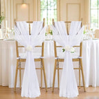 White Chair Sashes for Wedding: 48 Packs 8ft Long Sheer Fabric Chair Covers - Party Banquet Ceremony Chair Decorations - Image 5