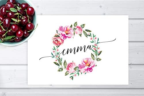 Andaz Press Custom Personalized Disposable Paper Placemats, 12 x 18 Inch, Set of 25, Pink Peonies Wreath Floral, Tableware, Dining, Tabletop, Table Setting for Wedding, Bridal Shower, Baby Shower - Image 4