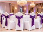 50 Pack Purple Chair Sashes, Gankar Satin Purple Chair Bows Ribbons for Wedding Folding Chairs Birthdy Party Decor, Satin Ties for Banquet Chairs - Image 3
