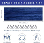 12 Pieces Royal Blue Cheesecloth Table Runner 10FT Pink Runner for Tables Gauze Fabric Boho 35 x 120 Inches Long Table Runner Decoration Rustic Sheer Runner for Wedding Baby Birthday Party Royal Blue - Image 3