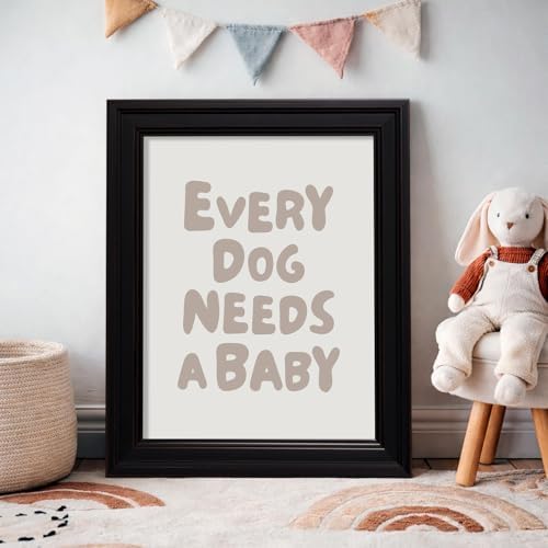 Vintage Framed Fun Kids Quotes Canvas Posters Every Dog Needs A Baby Wall Art Modern Trendy Minimalist Toddler Prints Playing Print For Nursery Room Wall Decor 24x36 inch - Image 3