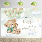 InMemory Bear Baby Shower Backdrop Sage Green Neutral Banner for Boy Girl - Image 2