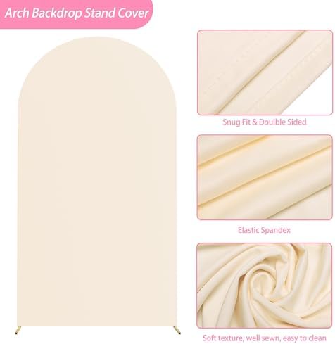 Putros Arch Backdrop Stand and Cover Set, 7.2ft Arch Stand with Beige Cover - Image 4