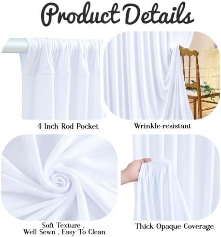 20ft x 10ft White Backdrop Curtains, 4 Panels White Drapes for Backdrop - Image 6