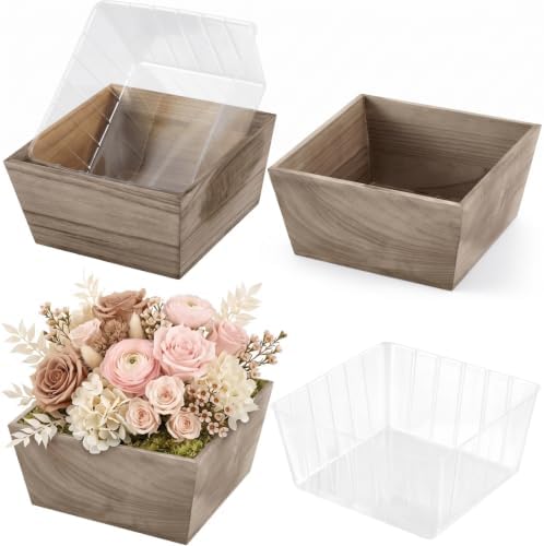 Dandat 12 Set 8 Inch Wooden Flower Box Rustic Table Centerpieces,Brown by Dandat