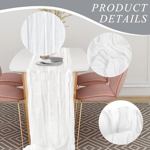 12 Pack Cheesecloth Table Runner, Runner Gauze Boho Wedding Decor Romantic Table Runner for Wedding Birthday Party(35" x 118") (White) - Image 3