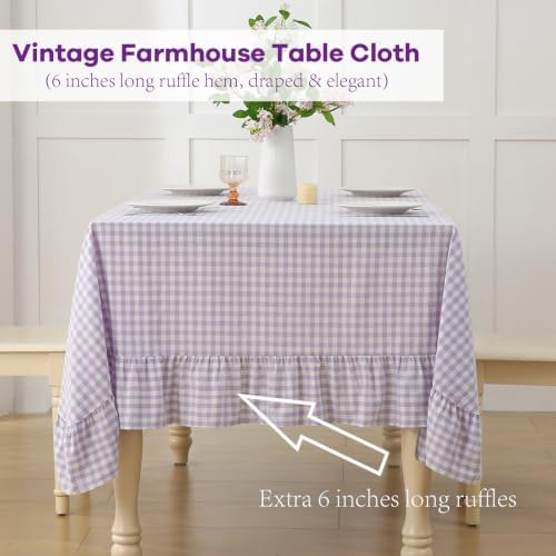 Lavender White Gingham Tablecloth Rectangular 102"x60" - Image 4