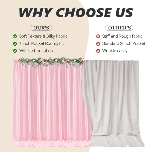 40ft x 10ft Peach Pink Backdrop Curtains, Wrinkle-Free Sheer Chiffon Fabric Photo Backdrop Drapes for Wedding Arch Party Ceremony Stage Photography Decorations - Image 7