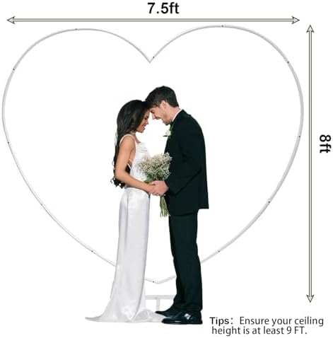 Φ 8ft(2.4M) Heart Shaped White Metal Balloon Arch Stand Frame Display Kit，Love Balloon Arch Frame for Proposal, Wedding, Valentine’s Day, Bridal, Birthday Party Decorations - Image 2