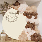 6x6ft Polyester Pure Beige Round Backdrop Cover We Can Bearly Wait Cute Bear Baby Shower Circle Background Arch Stand Cover for Gender Reveal Pregnancy Announcement Party Decorations - Image 2