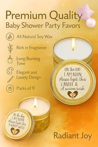 Majestic Zen Baby Shower Candle Favors Gift Set |9-Pack Neutral Scented Soy Wax Candles with Fresh Baby Powder |Long Lasting 40 Hour Burn |Unique Gender Reveal Party Favors & Baby Shower Decorations - Image 3