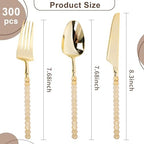 300PCS Gold Plastic Silverware, Heavy Duty Disposable Utensils Set - Image 2