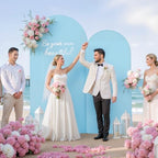 Baby Blue Arch Backdrop Cover 7.2FT 6FT Spandex Arch Covers Stretchy Backdrop Set of 2, Double-Layer Wrinkle Free Wedding Arch Stand Cover Party Backdrop Curtains for Baby Shower Birthday Decoration - Image 2