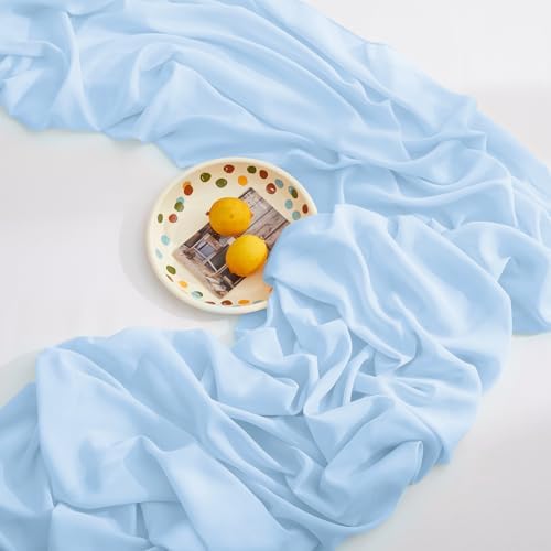 Horbaunal 12 Pack Baby Blue Chiffon Table Runners 10FT, 29x120 Inches - Image 6