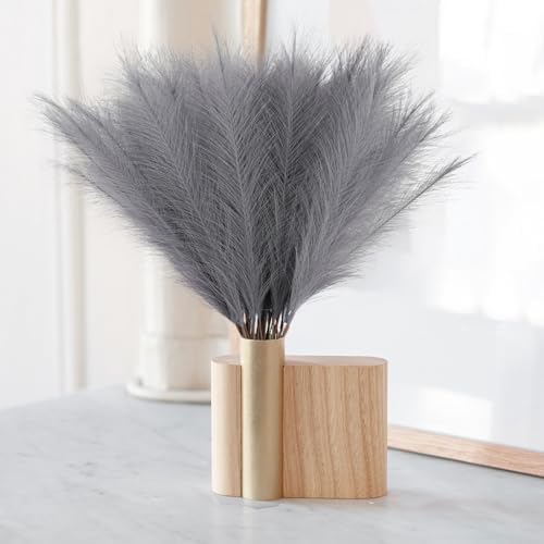 obbsie 50pcs Faux Pampas Grass Grey, 21.6" Short Artificial Pompous Grass Floral Fake Pompas Grass Branches Vase Filler Flower Arrangement for Home Wedding Boho Decor (Pack of 2) - Image 2
