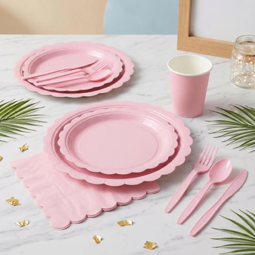 ArtSocket 350 Pack Disposable Party Tableware for 50 Guest, Pink Birthday - Image 2