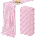 Light Pink Cheesecloth Table Runner 20 Pack 10FT Rustic Gauze Fabric Cheese Cloth Table Runner for Wedding 20 x 120 Inch Long Bridal Baby Shower Table Decorations Boho Sheer Birthday Party Table Decor by FoliafeelHome