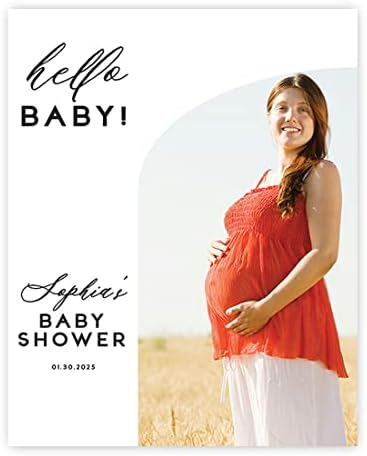 Andaz Press 16"x20" Personalized Canvas Baby Shower Welcome Sign, Custom Photo Minimal Arch Gender Neutral Large Welcome Baby Shower Sign for Easel Stand, Baby Shower Decorations by AndazPress