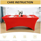 6-Pack 6ft Red Spandex Table Covers for Rectangle Standard Folding Tables - Wrinkle Resistant Stretch Tablecloths - Ultimate Fitted Table Protector for Parties, Trade Shows, Wedding - Image 6