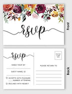 RSVP Postcards (Set of 50) 4"X6" Blank with Mailing Side,RSVP Reply Response Cards for Wedding Floral Script Style Print Return Cards - Image 3