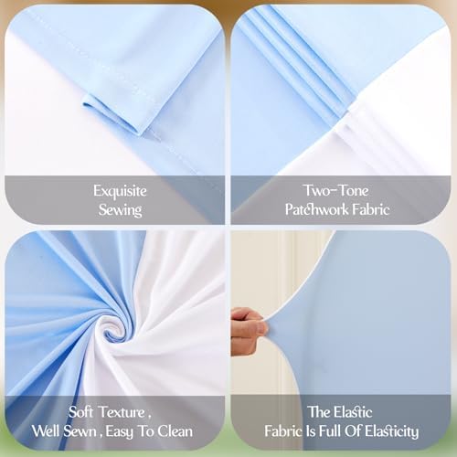 Arch Backdrop Cover Set of 3 Blue White Arch Covers Stretchy Backdrop 4FT 5FT 6FT Baby Shower Birthday Party Wedding Spandex Arch Stand Cover - Image 3