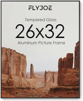 26x32 Metal Picture Frame, Aluminum Poster Frame with Real Glass, Black by FLYJOE