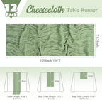 12 Pack Sage Green Table Runner 10Ft Cheesecloth Table Runner Rustic Gauze Table Runners Romantic Long Sage Sheer Fabric Cheese Cloth Table Runners for Wedding Party Bridal Baby Shower - Image 2