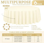 Showgeous 90 Inch Beige Round Tablecloths, Polyester Table Covers - Image 2