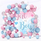 YongFoto Boy or Girl Gender Reveal Round Backdrop Cover 4ft Loving Heart Pink Blue Photography Background He or She Pregnancy Reveal Welcome New Baby on The Way Party Banner Photoshoot Props - Image 3
