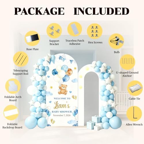 6FT Personalized Foam Arch Backdrop Board with Name Date, 6.6ft Custom Foam Board Backdrop for Parties Baby Shower Ceremony Welcome Entrance Decor for Pregnant Women Mom Wife - Image 5