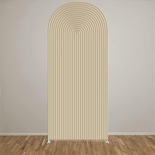 HUAYI Light Tan Ripples Pattern Arch Backdrop Cover for Birthday Party Wedding Baby Shower Decorations Chiara Backdrops Arched Wall Frame Stands Covers Props GP-454 3ft * 5ft - Image 2