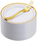 Goodluck 120Pcs 7" Round Gold Dessert Plastic Plates Set by GoodLuck