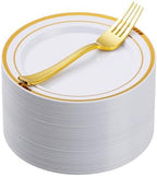 Goodluck 120Pcs 7" Round Gold Dessert Plastic Plates Set by GoodLuck