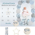Personalized Baby Milestone Blanket for Boys Girls Baby Month Blanket- First Year Calendar Monthly Growth Chart - Balloon Elephant Halloween Birthday Gifts for Infant Todder by Dyoart