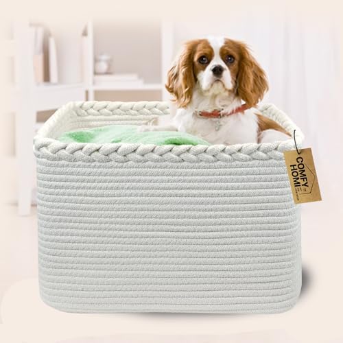 COMFY-HOMI 3PACK Cotton Rope Square Basket with Handles for Shelves| Storage|Baby Basket for GIF|Shoe Basket for Organizing|New13.5" x 11" x 9.5" for Living Room - Image 2