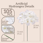105PCS Hydrangea Artificial Flowers with Stronger Bendable Stems, Premium Silk Faux Hydrangea Flowers Bulk for DIY Wedding, Arches, Baby Showers & Large Event Decor(Ivory) - Image 3