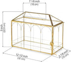 Glass Card Box with Slot, 12.6" x 5.9" x 9" Large Gold Clear Card Boxes for Wedding Receptions, Christmas Decor, Baby Shower, Birthday Party, Bridal Shower - Slot Length 7.1 Inches - Image 4
