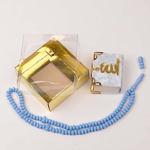 BABY SHOWER CHOCOLATE Set of 10 Islam Quran Tasbeeh Islamic Set | Holy Quran Prayer Beads Gift Box Favor (Blue) - Image 5